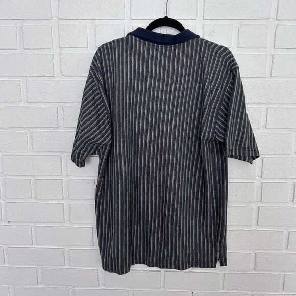 Vintage Jos J Oliver Polo Shirt 1/4 Zip Mens XL Vertical Stripe - Picture 6 of 6